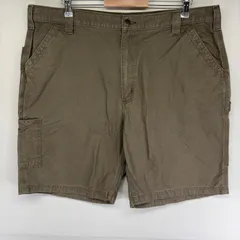 古着 カーハート Carhartt ダック パンツ ワーク ワンポイントロゴ ハーフ ショート ジッパーフライ w42  ブラウン系 メンズのサムネイル