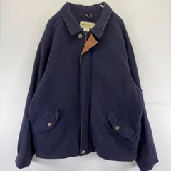 古着 エディー・バウアー Eddie Bauer USA製 ジャケット フルジップ 大きいサイズ 襟レザー ウール 2XL  ネイビー系 メンズのサムネイル