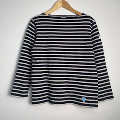 ORCIVAL オーシバル ボーダーカットソー バスクシャツ 長袖 ボートネック コットン100% フランス製 フレンチカジュアル ネイビー×ベージュ サイズ2 NB90のサムネイル