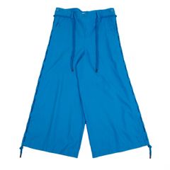 イッセイミヤケISSEY MIYAKE コットンリネンロープデザインワイドパンツ 水色1