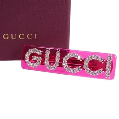 グッチ GUCCI ロゴ ヘアアクセサリー 513120I4771 バレッタ ヘアクリップ GP クリスタル ピンク レディース 付属品有り【中古】【ABランク】のサムネイル