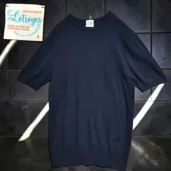 Letroyes  フランス製 ニット セーター カットソー サマーニット ハイゲージ 半袖 紺 ネイビー French Wool Top Knit Tee Clean Mode Classic Dark Navy Flat Sew Seamless Navyのサムネイル