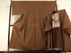 平和屋着物●男性　紬　アンサンブル　色無地　渋紙色　正絹　逸品　AABJ4462fy 平和屋着物○男性 紬 アンサンブル 色無地 渋紙色 正絹 逸品