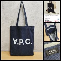 中古美品】コットンデニム縦型トートバッグ A.P.C. Lacoste - メルカリ