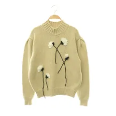 セブンテンバイミホカワヒト SEVEN TEN by MIHO KAWAHITO アップリケコットンニット セーター 長袖 M ライトベージュ ホワイト ブラック /DO ■OSのサムネイル