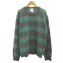 アニエスベーオム Agnes b. homme ニット セーター 3 グレー 緑 グリーン ボーダー柄 クルーネック 長袖 ウール /RY ■ECC006のサムネイル