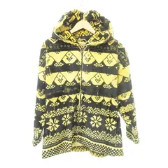 ケンゾー KENZO ラパン刈毛プレート ヴィンテージ VINTAGE パーカー 総柄 ジャケット アウター  約Mサイズ 黄 イエロー 黒 ブラック IBO53のサムネイル