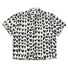 Revo. | 新品 正規 送料無料 | HAND-DRAWN HEART PATTERN OPEN COLLAR SHIRT | ハート柄 オープンカラー 半袖 開襟シャツ | WHITE | TH-4082のサムネイル