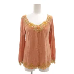 アズノウアズ ドゥバズ as know as de base Tシャツ ロンT オレンジベーシュ 長袖 Vネック 花柄刺繍 レース /TQ ■GY99のサムネイル