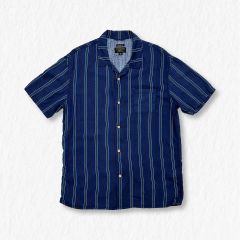 PENNEY'S レーヨン ストライプ オープンカラー 半袖 シャツ L 開襟