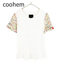 コーヘン coohem 半袖カットソー ホワイト ツイードスリーブのサムネイル