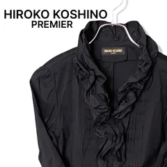 HIROKO KOSHINO ヒロココシノ ブラック レディース トップス 長袖 シャツ ブラウス フリル ボリュームフリル かわいい パーティ【サイズ38】Mサイズ相当 242TYのサムネイル