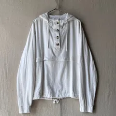 90s USA vintage アノラック パーカー / M リネン レーヨン ホワイト プルオーバー T6-05090-9319のサムネイル