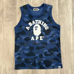 BLUE CAMO カレッジロゴ タンクトップ Mサイズ a bathing ape BAPE CAMO エイプ ベイプ アベイシングエイプ ブルーカモ 迷彩 y4のサムネイル