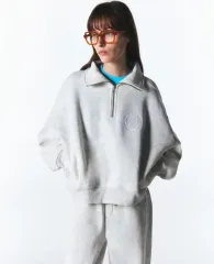 PARTIMENTO WOMEN(パルティメントウィメン) Classic ロゴ ハーフジップアップ スウェットシャツ スウェット メランジのサムネイル