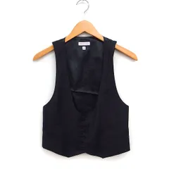 ドレステリア DRESSTERIOR ベスト ジレ チェック柄 ウール 36 ブラック 黒 /FT30のサムネイル