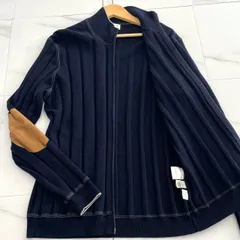 人気✨BRUNELLO CUCINELLI ブルネロクチネリ ウールカシミヤ ドライバーズニット ジップアップジャケット メンズ50 大きいサイズ エルボーパッチ カシミア ネイビーのサムネイル