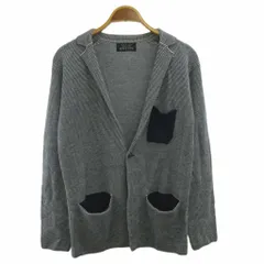 ノーリーズ Nolley's ニットテーラードジャケット 上着 ウール M 紺 ネイビー 白 ホワイト ショールカラー 長袖 /NP ■GY70のサムネイル