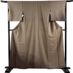 付下げ 身丈159cm 裄丈66.5cm M 袷 斉藤三才 落款 三才鳥 ぼかし 灰茶 正絹 名品 【中古】のサムネイル