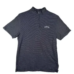 CALLAWAY ストライプ ゴルフウェア ハーフジップ カラーTシャツ M コットン ブレンドのサムネイル