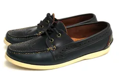 トム ブラウン／Thom Browne シューズ デッキシューズ 靴 メンズ 男性 男性用 レザー 革 本革 ネイビー 紺  WINGTIP DECK SHOE IN NAVY CALF ウイングチップ スリッポンのサムネイル