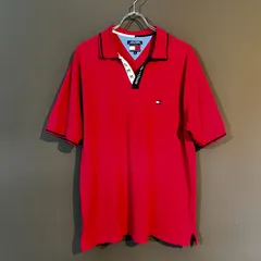 【全品対象◆SUMMER SALE 10〜50%OFF 開催中】トミーヒルフィガー 半袖ポロシャツ レッド L 前立てロゴ フラッグ刺繍のサムネイル