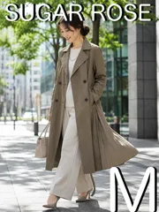 【SUGAR ROSE】リネン100％ プリーツ切替 ロングトレンチコート F ベージュ 麻 バックプリーツ ベルト付き Made in Koreaのサムネイル