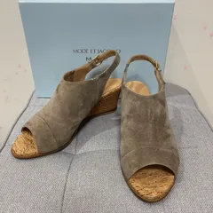 MODE ET JACOMO MANU サンダル 24.5cm スエード ウェッジソール グレージュ 箱付きのサムネイル