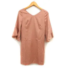 ジャスグリッティー JUSGLITTY Vネック Iライン ワンピース ミニ ウール シフォン 七分袖 1 スモーキーピンク /NT30のサムネイル