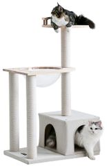 Mwpo キャットタワー コンパクト 木製キャットタワー 新素材 毛抜け無し シンプル 自然 天然木 匂いなし 爪とぎ 室内 人気 運動不足解消 ミニタワー 720Amt 372d03f2