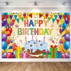 ケーキ バースデー タペストリー ケーキ 誕生日 飾り付け タペストリー おしゃれ 誕生日 壁掛け 写真背景 ケーキ Happy Birthday パーティー フォトポスター おうちスタジオ 180x120cm、