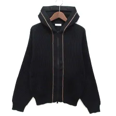 ブルネロクチネリ BRUNELLO CUCINELLI モニーレ 装飾 コットン 畦ニット ジップアップ パーカー カーディガン ブラック 黒 XS M78764916のサムネイル