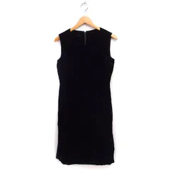 ランバン LANVIN ベロア ワンピース ドレス ノースリーブ ロング丈 フラワープリント 38 ブラック 黒 /FT39のサムネイル