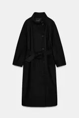 ZARA ザラ ウール ハイネック ロング コート ブラックのサムネイル