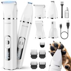 【コスパがいい】oneisall 4 in 1 犬 バリカン /IPX6 防水 防錆性能up/ペット 猫用 LED ディスプレイ 電池残量表示/犬用 足裏 バリカン/高精度 爪 耳裏 顔回り お尻 肉球/小型~中性 猫 狗 対応/FC08(白 9a21b540