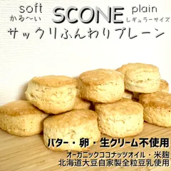 スコーン　サクッとふんわりプレーン　10個　バター・卵・生クリーム不使用　オーガニックココナッツオイル　自家製北海道大豆全粒豆乳使用　手作り　ビーガン　ベジタリアンのサムネイル