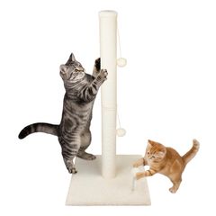 猫 おもちゃ 爪研ぎ つめとぎ ポール - OYANTEN 麻 爪とぎ 三つボール付き リラックス 運動不足 ストレス解消 エネルギー発散 組立簡単 交換可能 コンパクト設計 ベージュ レギュラー（40ｘ40ｘ85ｃｍ）mt 27ce0195