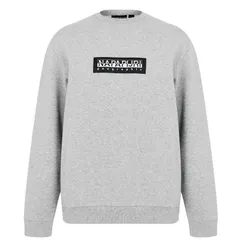 ナパピリ メンズ アウター ニット・セーター スウェット シャツ ロゴ Napapijri Box Logo Crew Sweatshirt Grey グレーのサムネイル