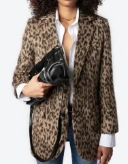 ほぼ新品) ZADIG&VOLTAIRE ザディグ・エ・ヴォルテール violet ヒョウ柄 レオパード コートのサムネイル