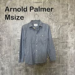 [Y-1009] Arnold Palmer 아놀드 파머 M 긴 소매 샴브레이 셔츠 블루 블루 원포인트 로고 자수 버튼 다운 아메카지 캐주얼