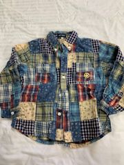 キッズ 子供　CRT NAVY ワイシャツ　シャツ　パッチワーク  110