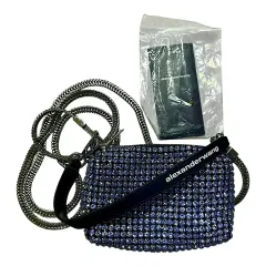 (即配) Alexander Wang アレキサンダーワング LINEストーン キュービック バッグ ミニ トートバッグ (ブルー)のサムネイル