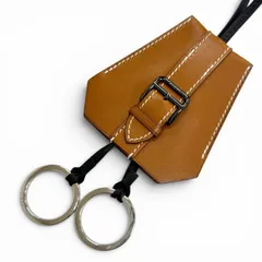 極美品△HERMES エルメス クロシェット バックル ロングネックレス レザー フォーヴ ブラック シルバー金具 K刻印 現行品 定価204600円のサムネイル