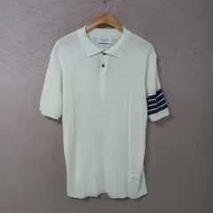 B7-23/アイボリー カラ ニットTシャツ メンズのサムネイル