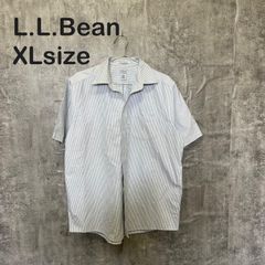 [Y-1013]LLBean 엘 엘빈 XL 사이즈 반소매 셔츠 스트라이프 블루 화이트 코튼 WRINKLE RESISTANT 빅 사이즈