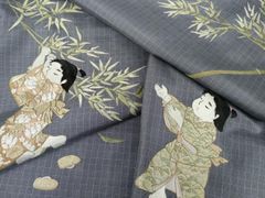 平和屋着物▽男性 訪問着 単衣 松文 暈し染め 洗える着物 AABK9839jh