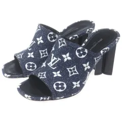 LOUIS VUITTON (ルイヴィトン) シルエットライン デニム ミュール サンダル ヒール #37 ネイビー NL1211のサムネイル