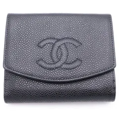 CHANEL (シャネル) ココマーク 三つ折りコンパクトウォレット 財布 キャビアスキン ゴールド金具 ブラック 79番台のサムネイル