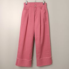 フォルクシー forksy. ワイド ストレート ターン バック デニム パンツ【S】ピンク 古着