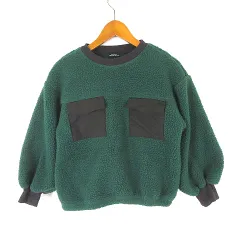 グリーンレーベルリラクシング ユナイテッドアローズ green label relaxing TJ ボア タフタ ポケット プルオーバー 配色 トレーナー S 緑 グリーン 黒 ブラックのサムネイル